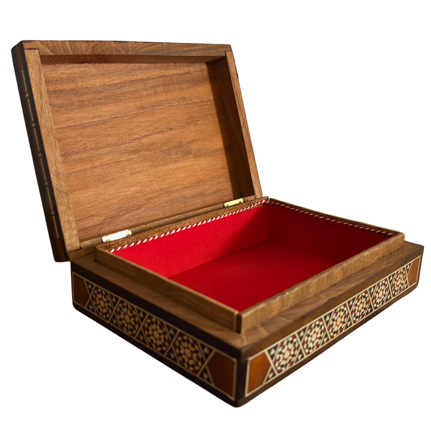 Caja vintage de joyería con mosaico de camello – Arte damasceno artesanal de 1970 con incrustación de perla