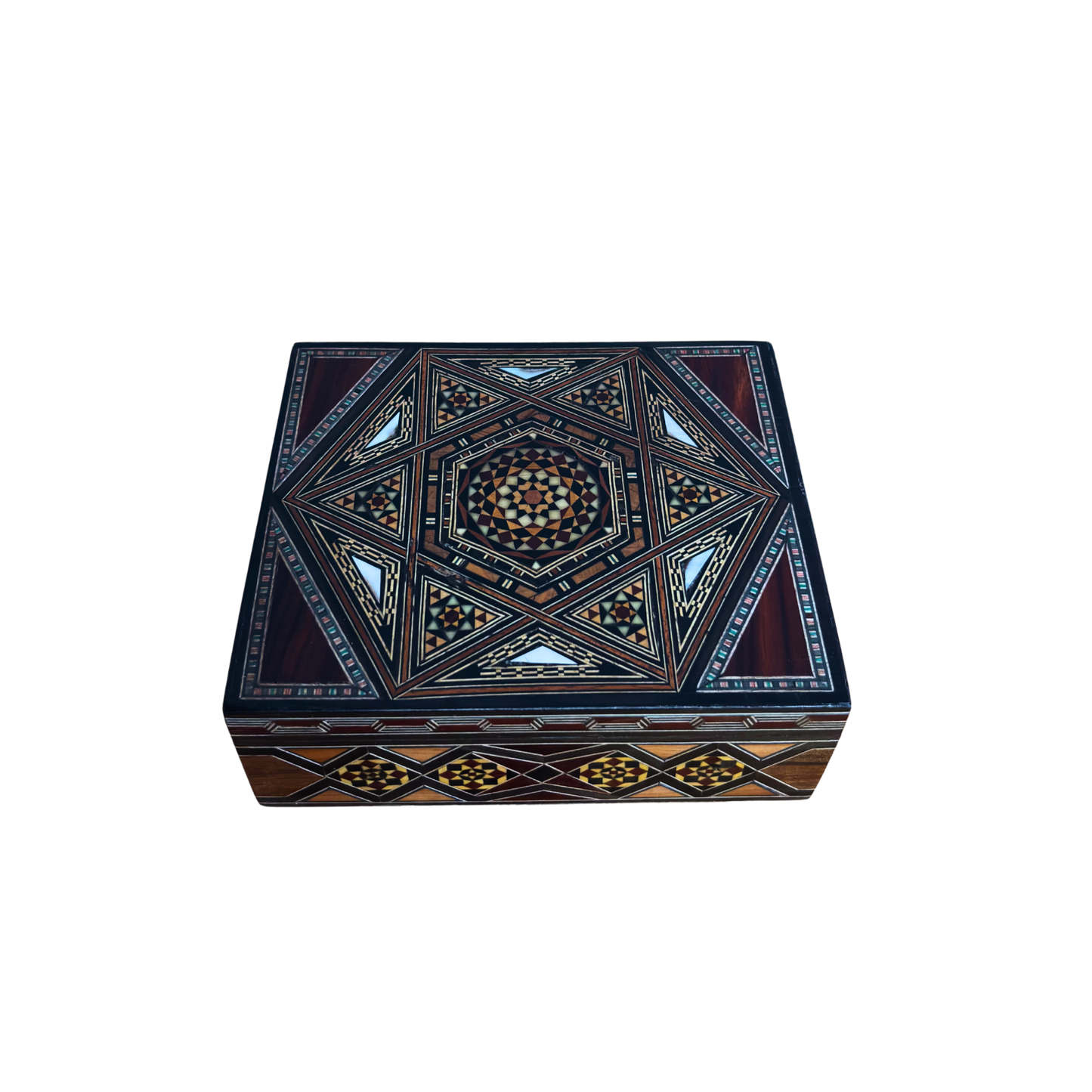 Caja de Mosaico Damasquino Refinada por el Maestro Gaby Al Dayeh – Nácar y Terciopelo