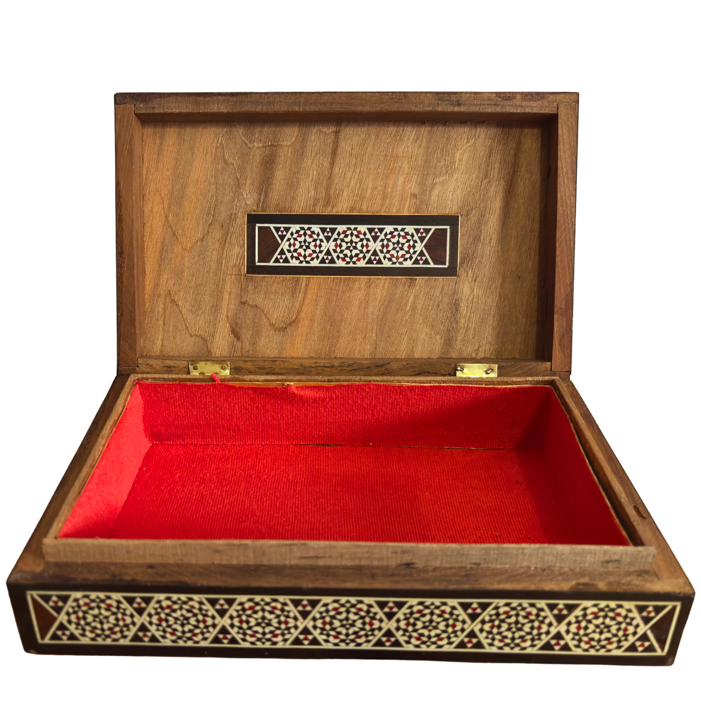 Rara Caja de Mosaico Camello Vintage 1970 – Arte Oriental Damasceno Hecho a Mano con Incrustación de Perla