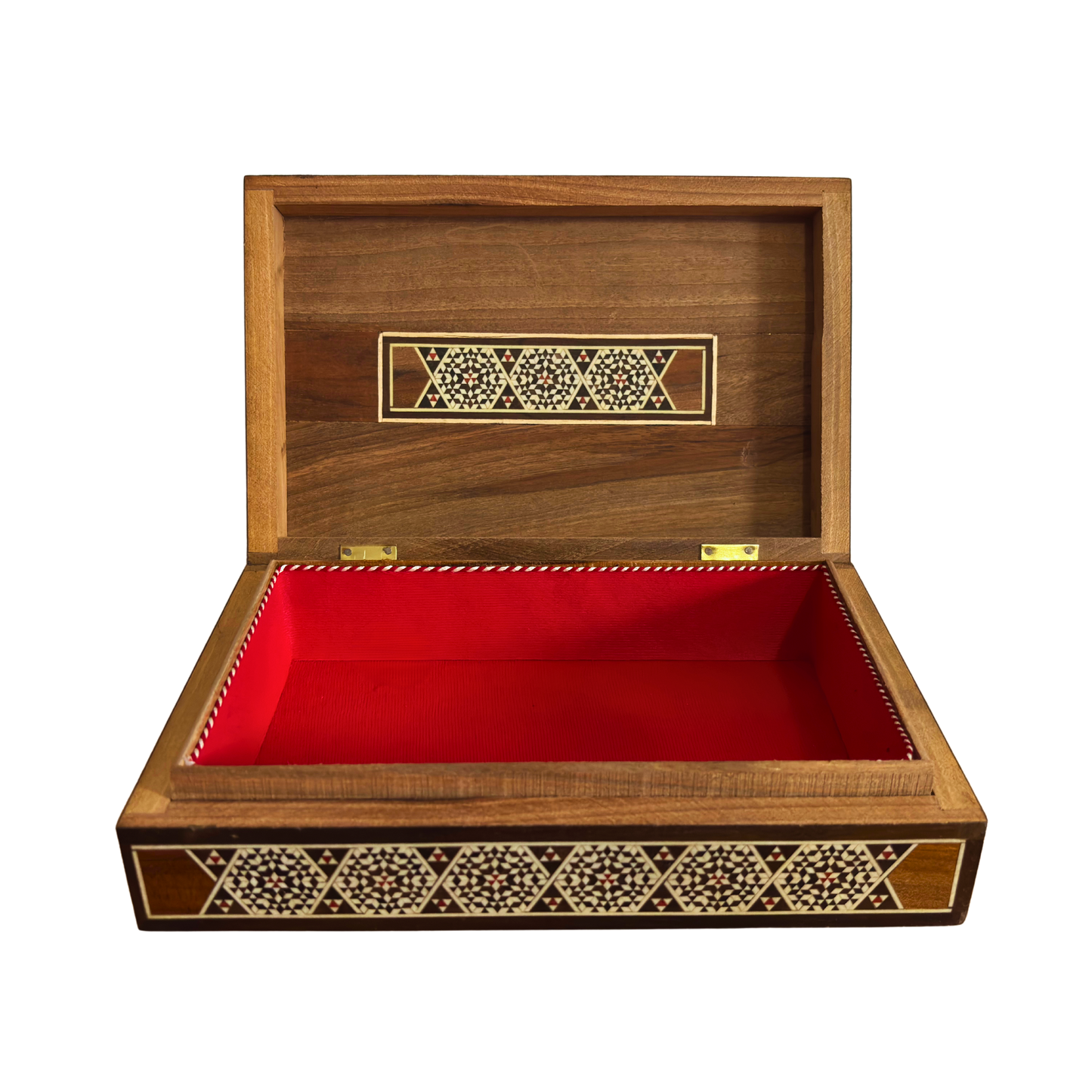 Caja de Joyero de Mosaico Damasceno Vintage 1970 – Incrustación Oriental Hecha a Mano con Nácar