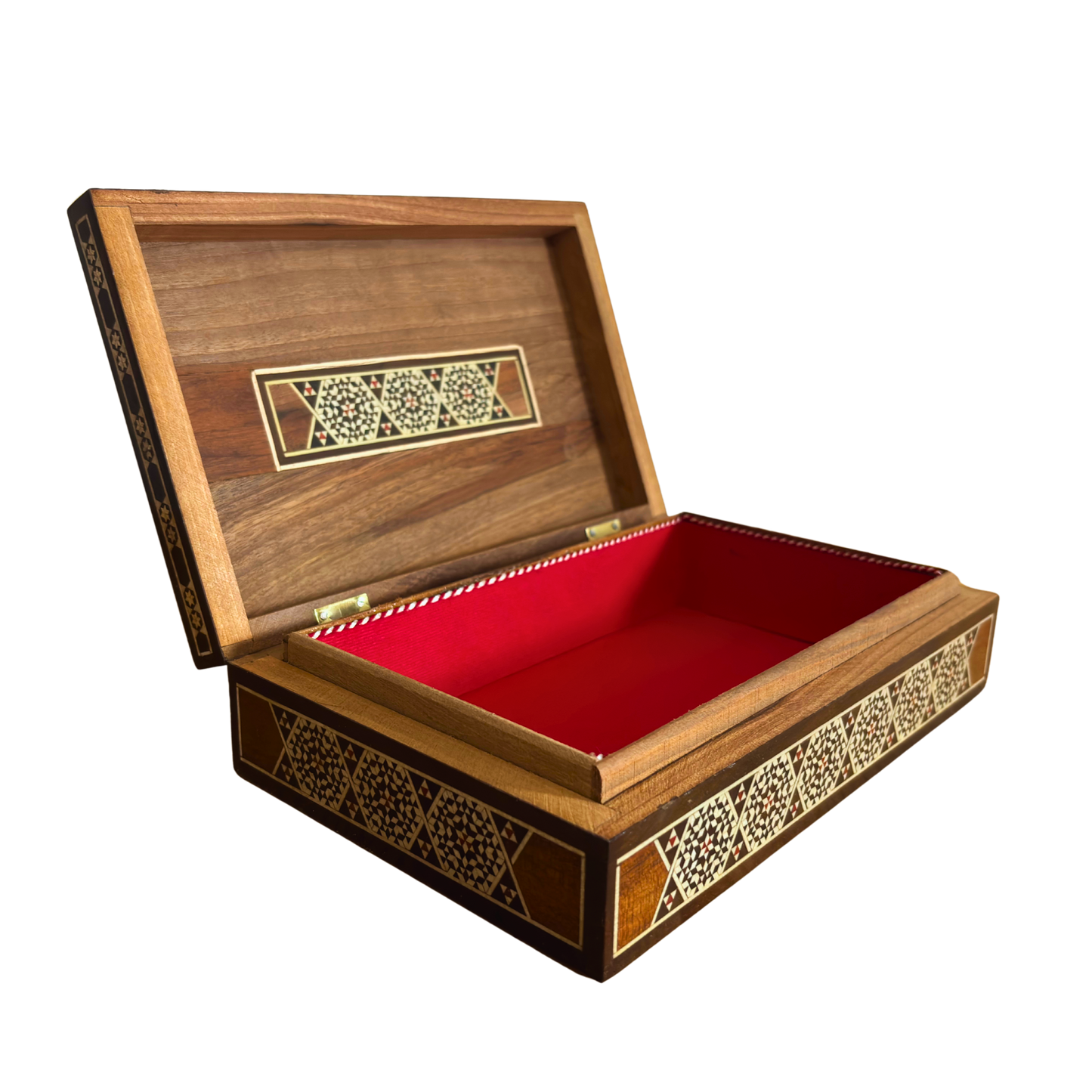 Caja de Joyero de Mosaico Damasceno Vintage 1970 – Incrustación Oriental Hecha a Mano con Nácar