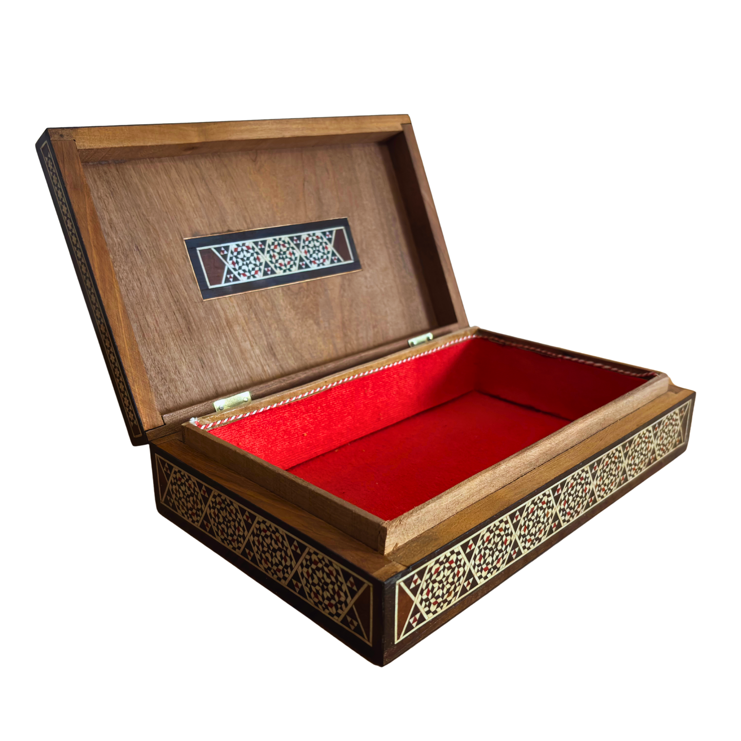 Caja de joyas damasquina vintage de 1970, relicario de madera hecho a mano, con incrustaciones de nácar, tesoro artesanal sirio