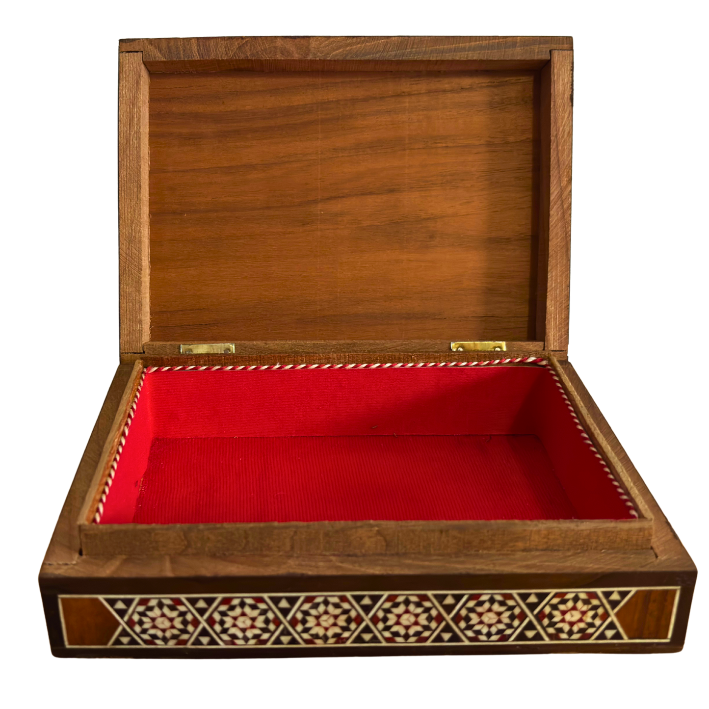 Caja vintage de joyería con mosaico de camello – Arte damasceno artesanal de 1970 con incrustación de perla