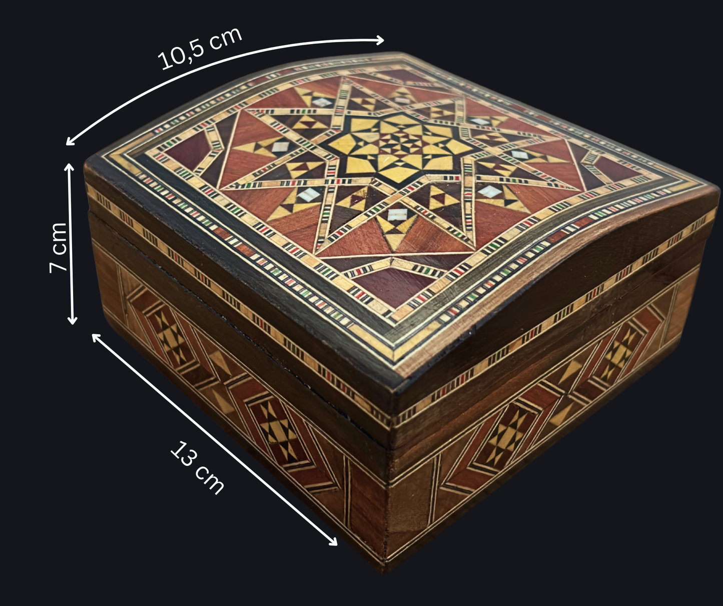 Caja de joyas damasquina – Hecha a mano con incrustaciones de nácar
