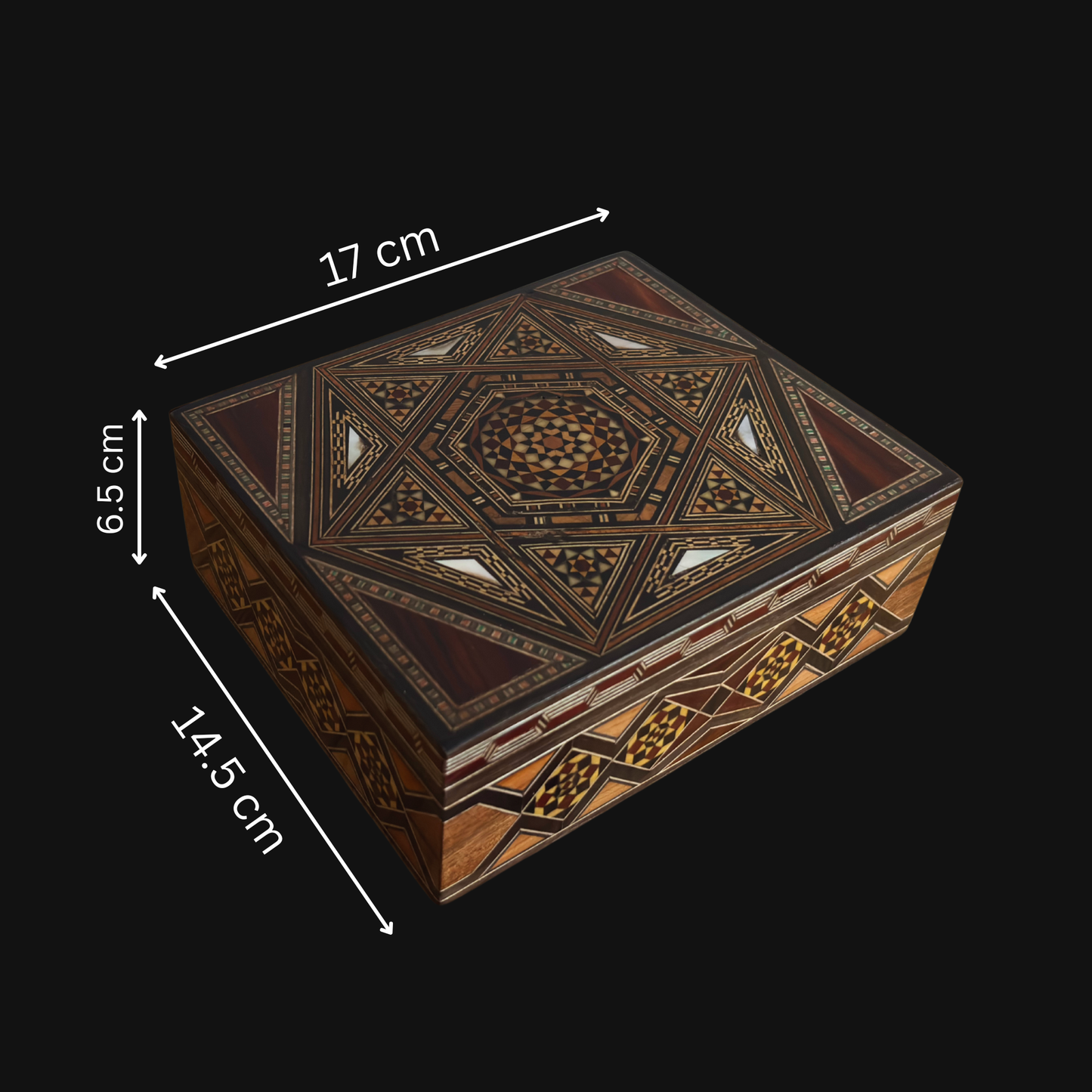 Caja de Mosaico Damasquino Refinada por el Maestro Gaby Al Dayeh – Nácar y Terciopelo
