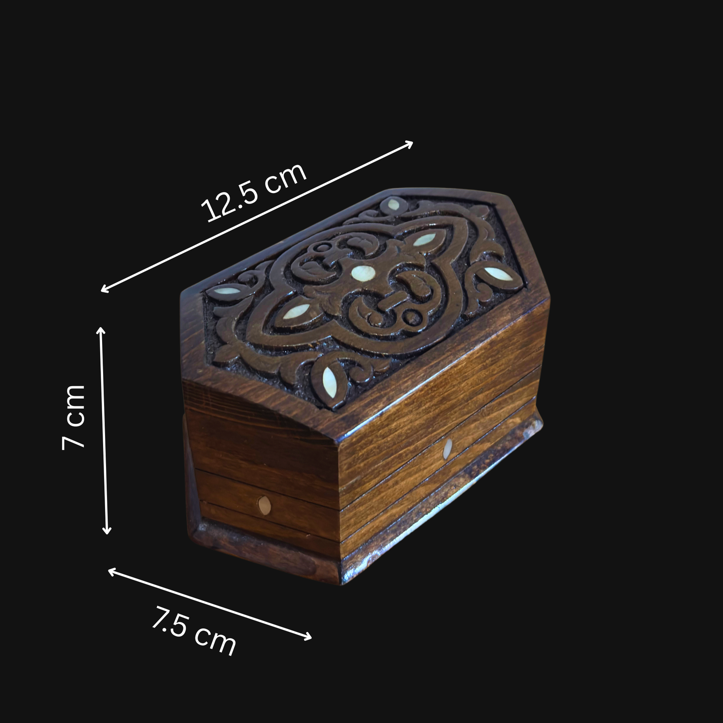 Caja de Madera de Haya Tallada a Mano con Nácar y Forro de Terciopelo – Diseño Oriental Atemporal