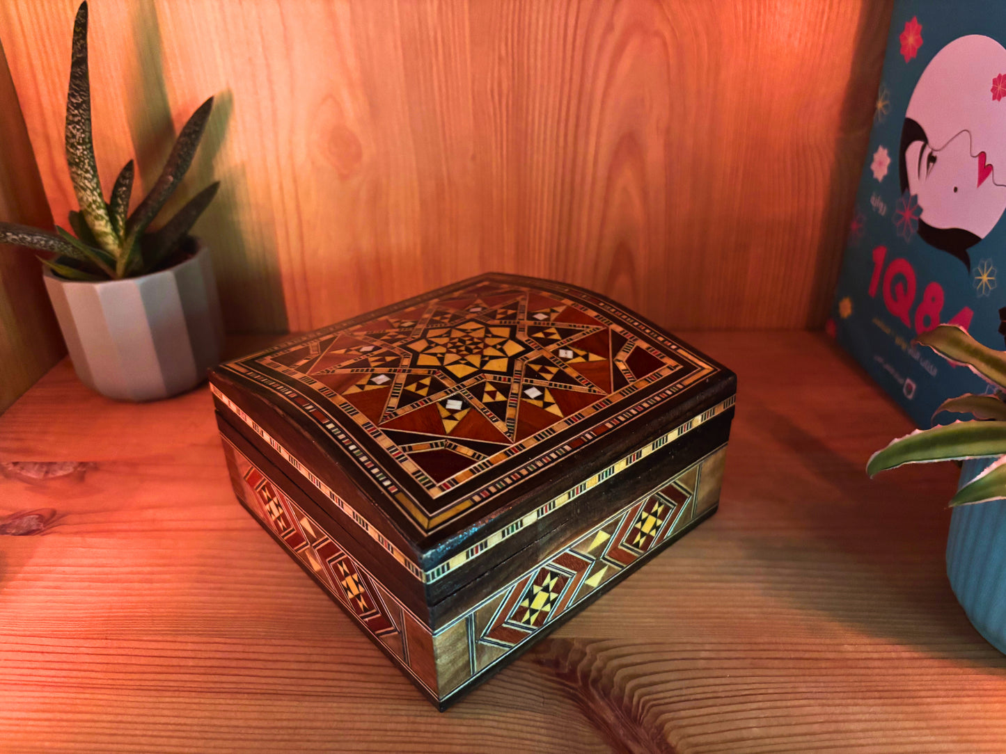 Caja de joyas damasquina – Hecha a mano con incrustaciones de nácar