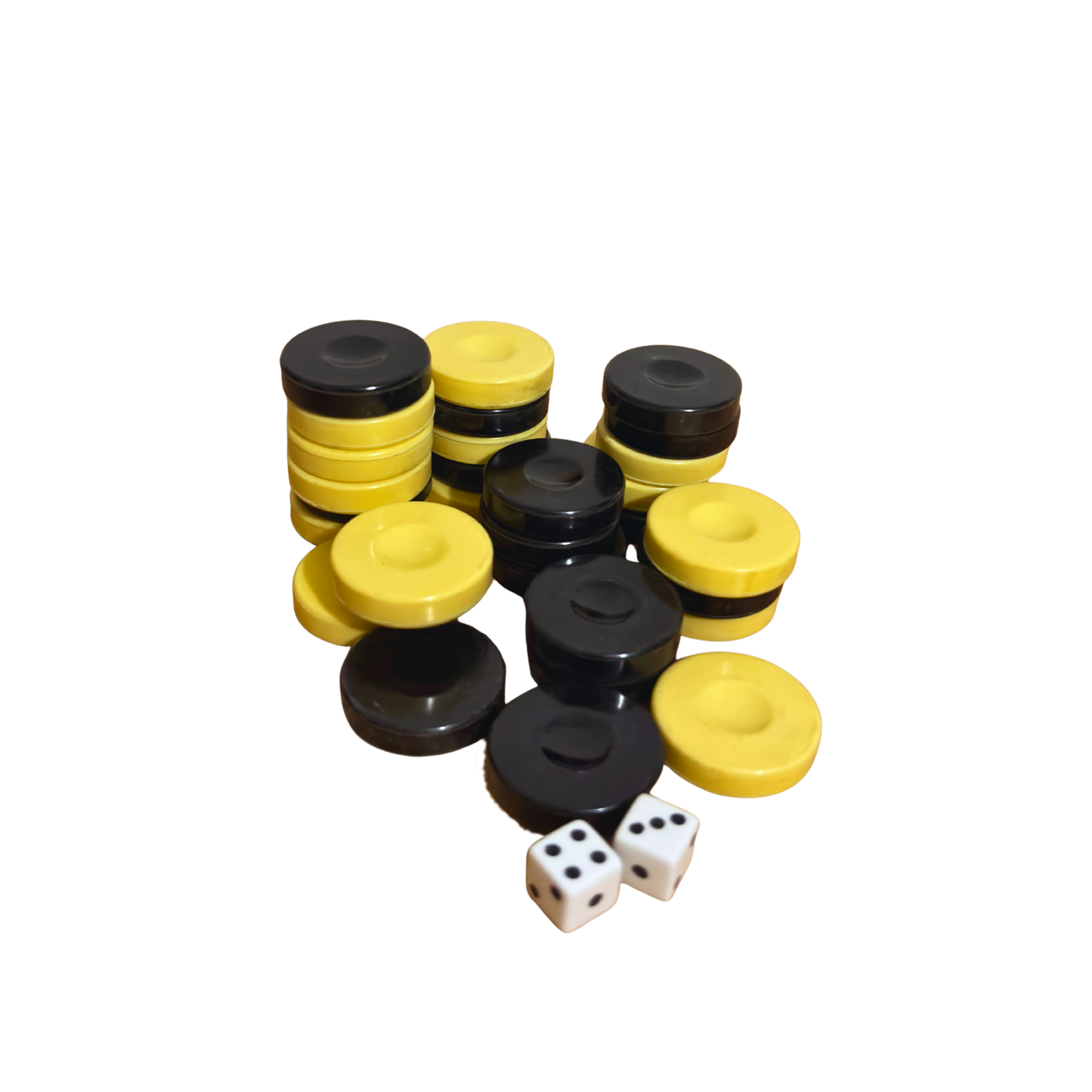 Juego de Fichas de Backgammon Original – Blanco y Negro con Dados