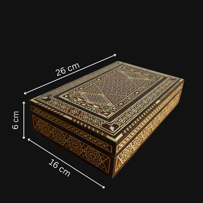 Caja de joyas damasquina vintage de 1970, relicario de madera hecho a mano, con incrustaciones de nácar, tesoro artesanal sirio