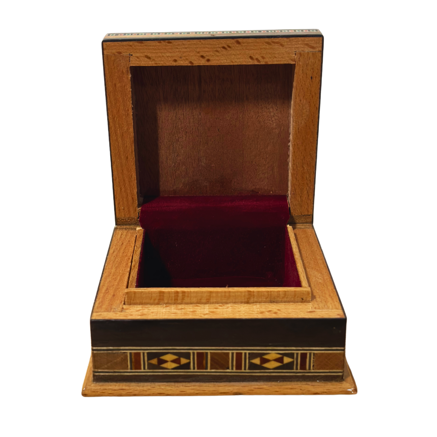 Caja de Mosaico Artesanal de Damasco – Arte Tradicional y Interior de Terciopelo