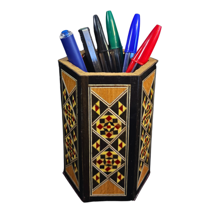 Portalápices de Mosaico Damasceno Hecho a Mano – Interior de Terciopelo