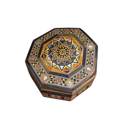 Caja de Mosaico Damasceno Hecha a Mano – Nácar y Terciopelo