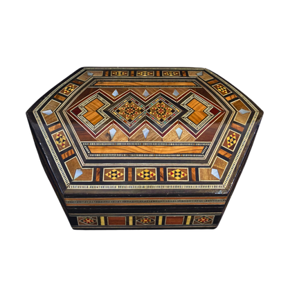 Caja de Mosaico Damasceno Hecha a Mano – Nácar y Terciopelo