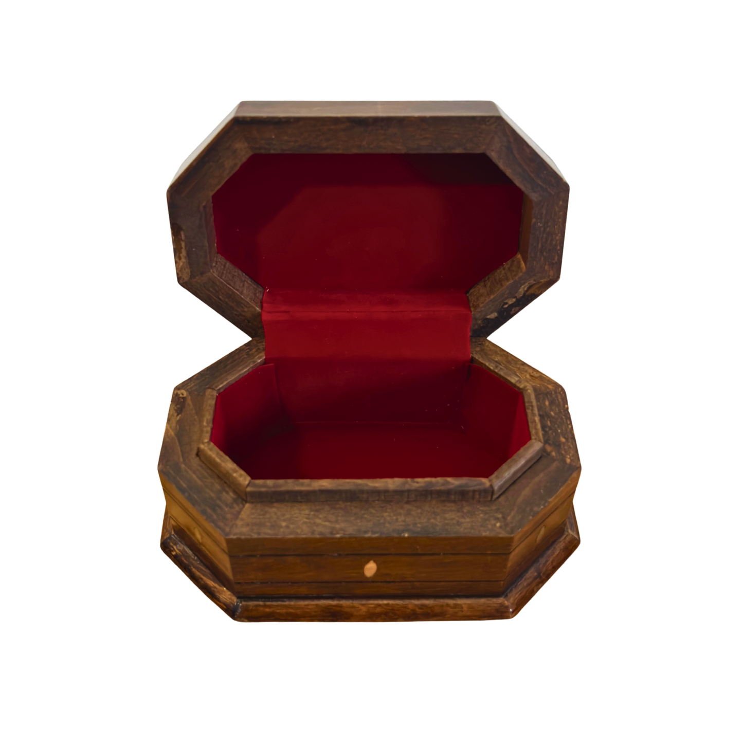 Caja de Haya Tallada a Mano con Nácar – Elegancia en Acabado Nogal