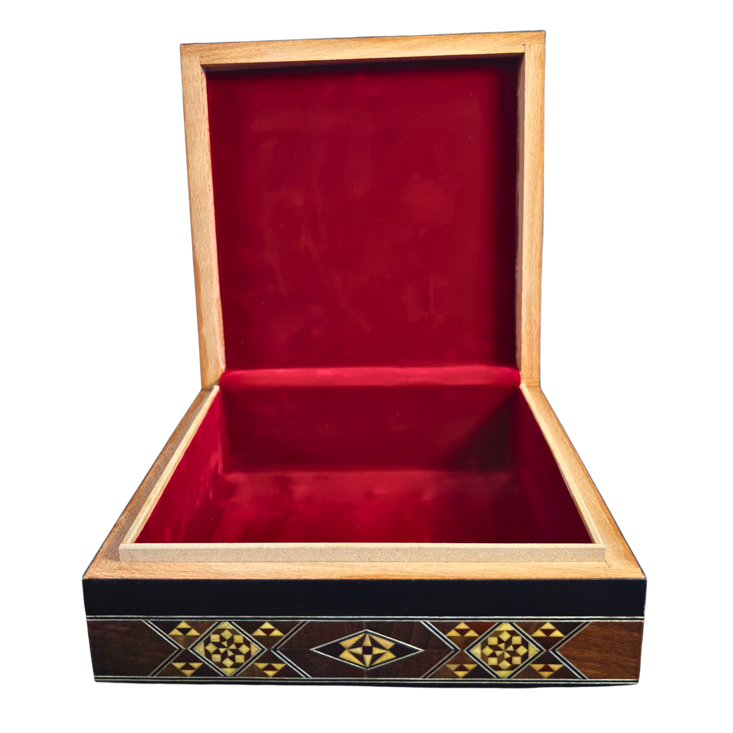 Caja de Mosaico Damasceno Hecha a Mano – Nácar y Terciopelo