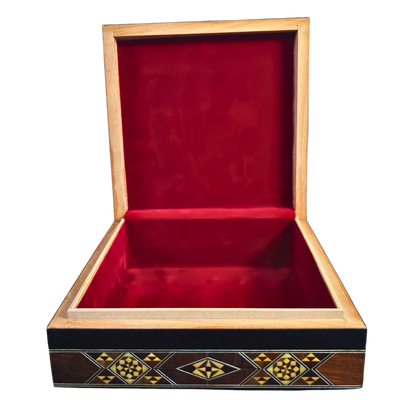 Caja de Mosaico Damasceno Hecha a Mano – Nácar y Terciopelo