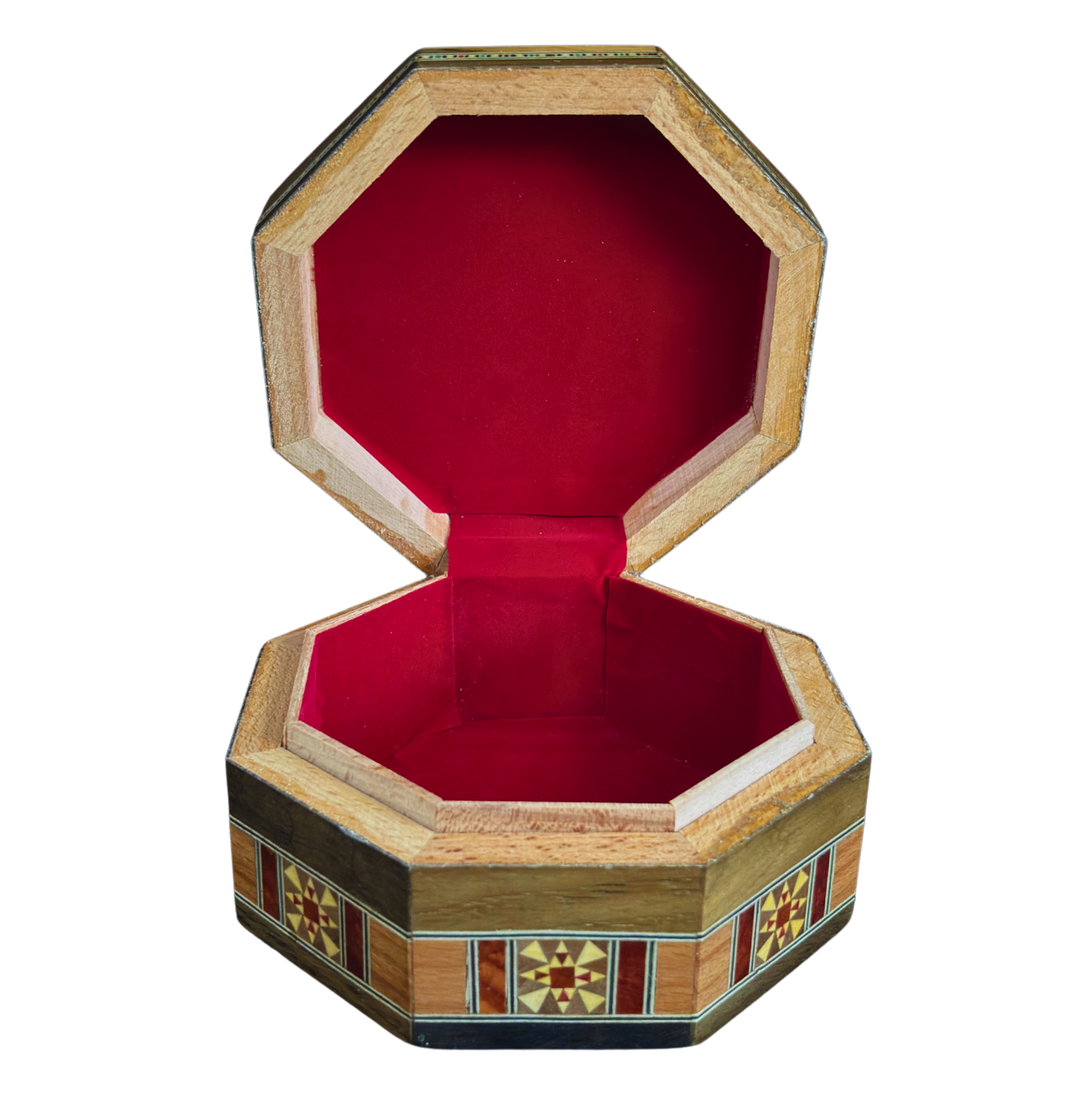 Caja de Mosaico Damasceno Hecha a Mano – Nácar y Terciopelo