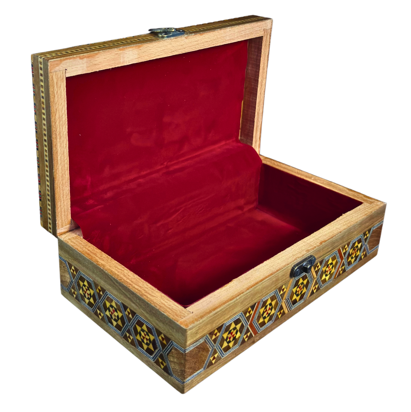 Caja de Mosaico Damasceno Hecha a Mano – Nácar y Talla Artesanal