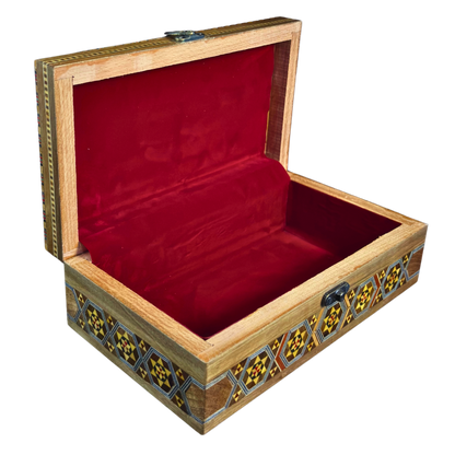 Caja de Mosaico Damasceno Hecha a Mano – Nácar y Talla Artesanal