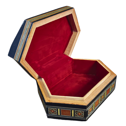 Caja de Mosaico Damasceno Hecha a Mano – Nácar y Terciopelo