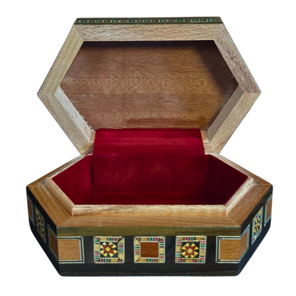 Caja de Mosaico Damasceno Hecha a Mano – Nácar y Terciopelo
