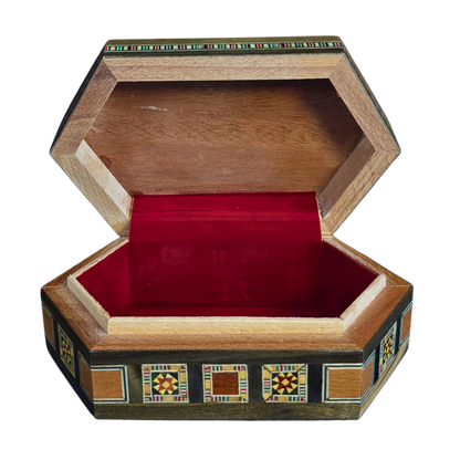 Caja de Mosaico Damasceno Hecha a Mano – Nácar y Terciopelo
