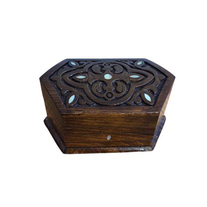 Caja de Madera de Haya Tallada a Mano con Nácar y Forro de Terciopelo – Diseño Oriental Atemporal
