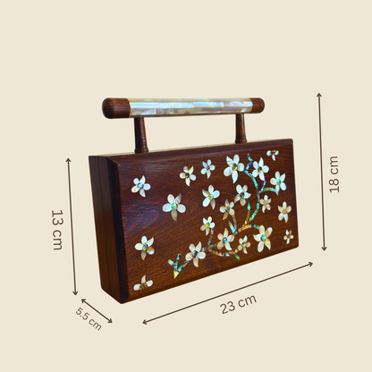 Zenobia – Bolso Clutch Damasquino de Lujo con Incrustaciones de Nácar y Forro de Brocado