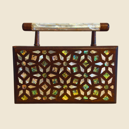 Yasmine – Pochette Damasquine de Luxe avec Nacre & Doublure Brocart
