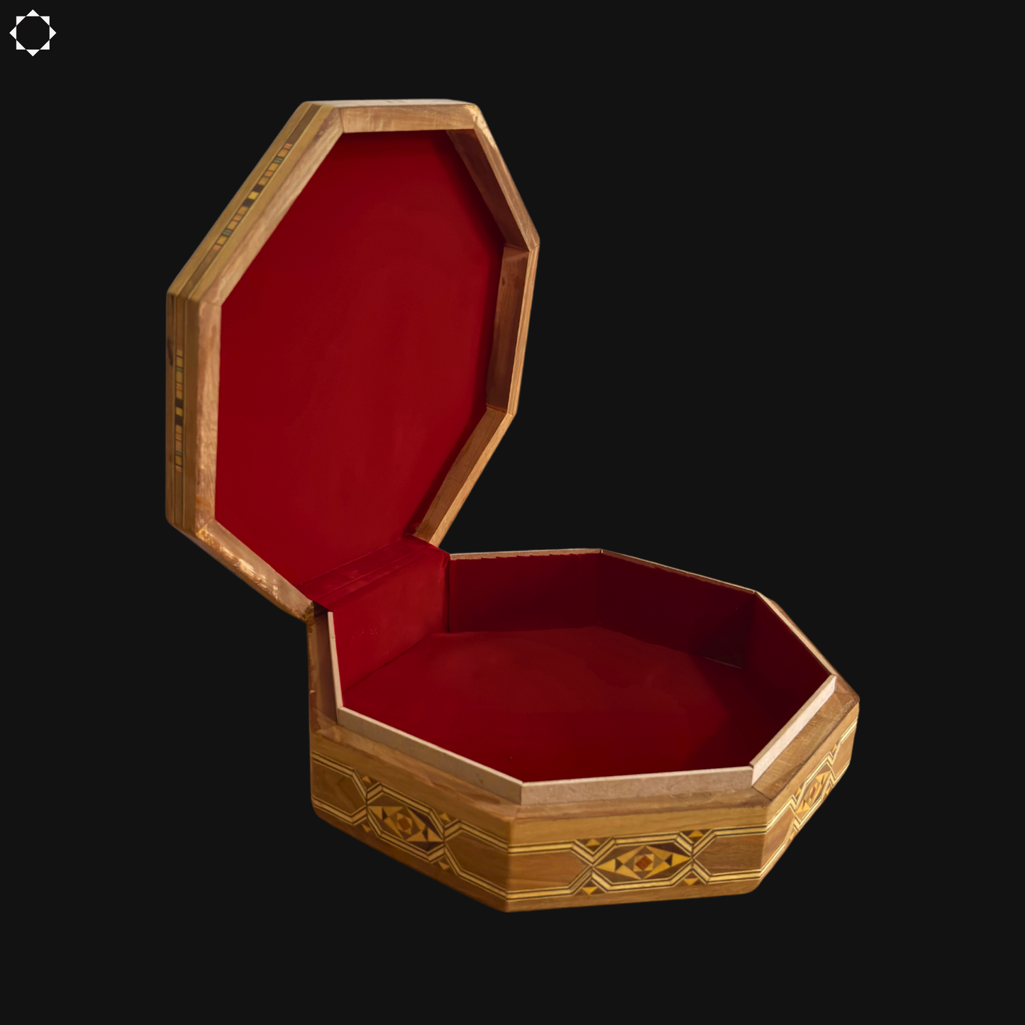 Boîte en Mosaïque Damasquine – Bois Artisanal avec Velours Rouge Intérieur