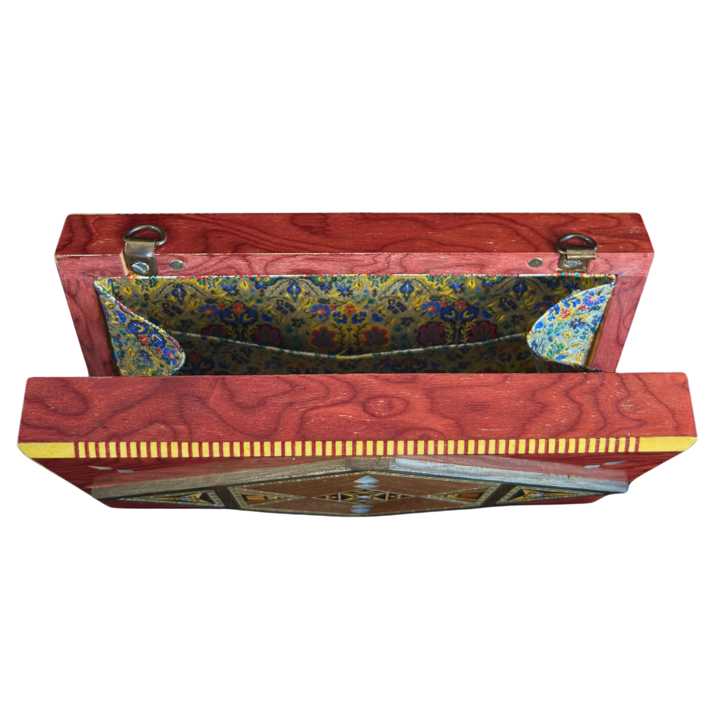 Clutch de Mosaico Damasceno de Lujo con Nácar e Interior de Brocado