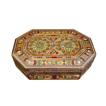 Caja de Mosaico Damasceno Hecha a Mano – Nácar y Terciopelo