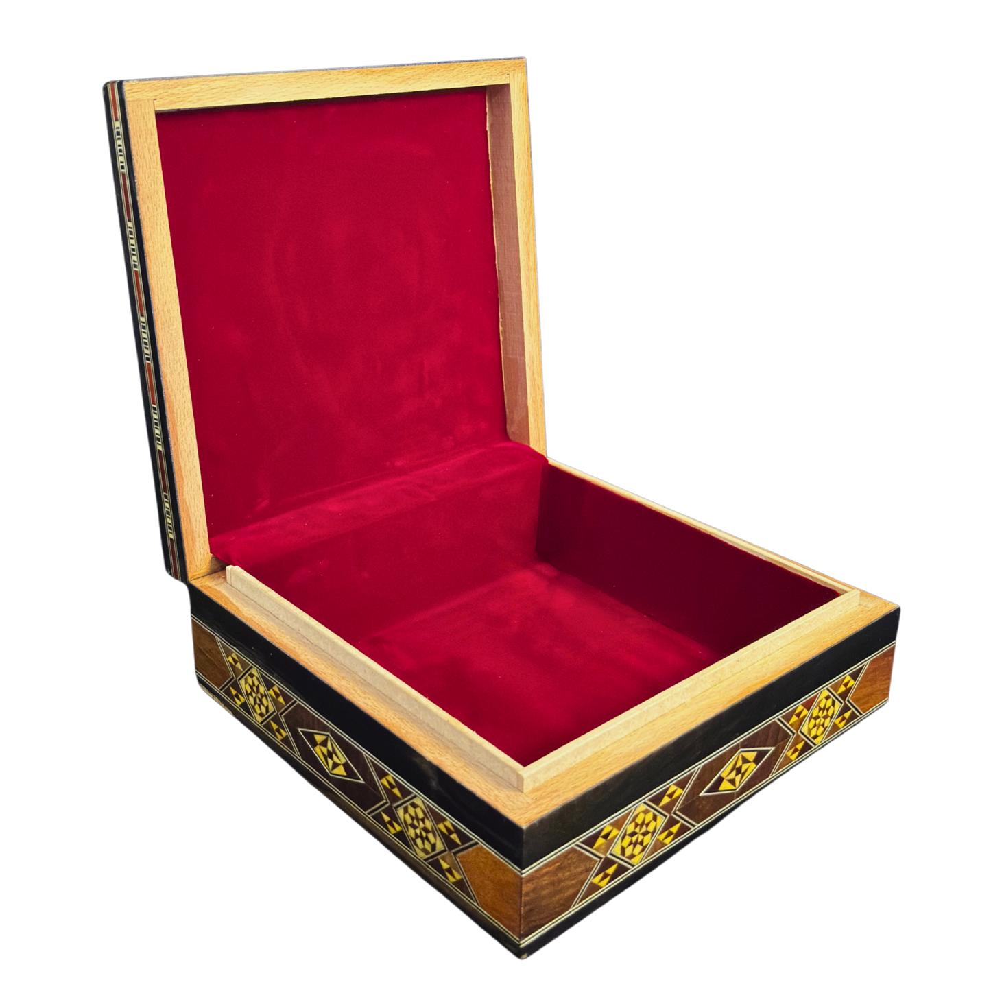 Caja de Mosaico Damasceno Hecha a Mano – Nácar y Terciopelo