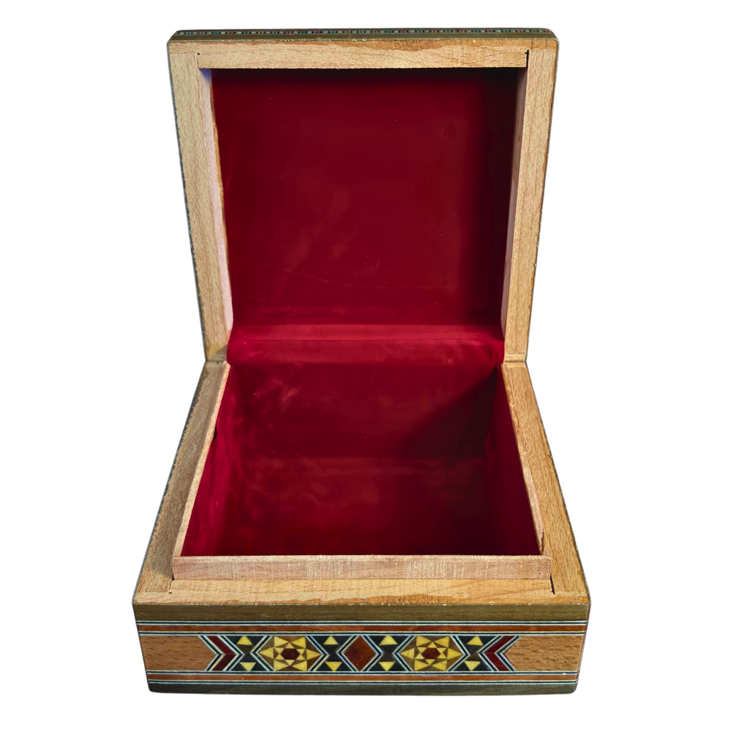 Caja de Mosaico Damasceno Hecha a Mano – Nácar y Terciopelo