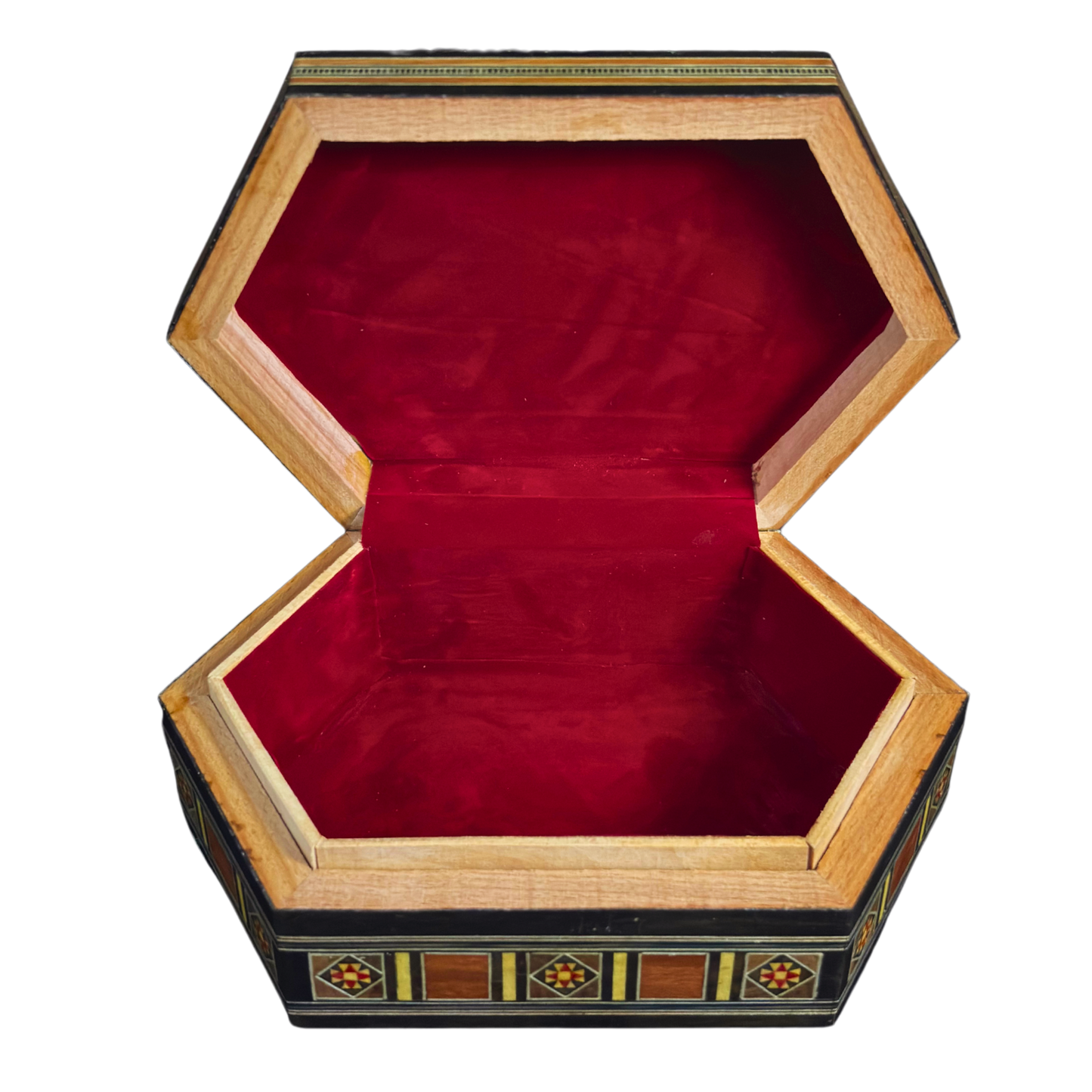 Caja de Mosaico Damasceno Hecha a Mano – Nácar y Terciopelo