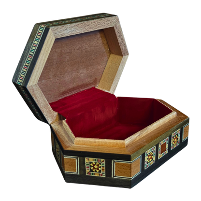 Caja de Mosaico Damasceno Hecha a Mano – Nácar y Terciopelo