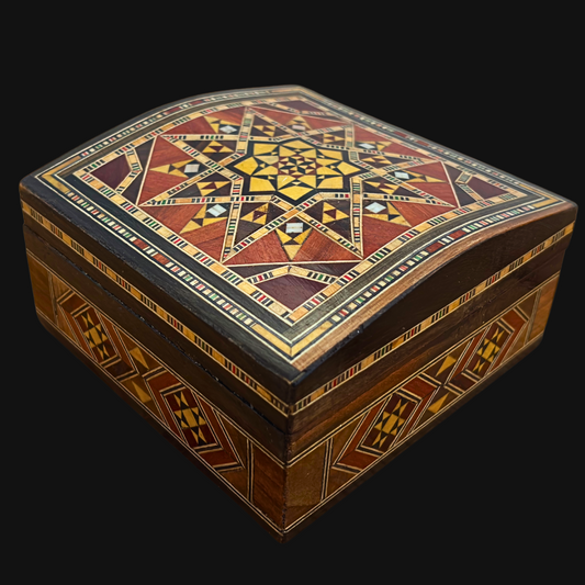 Caja de joyas damasquina – Hecha a mano con incrustaciones de nácar