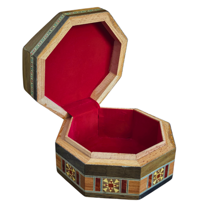 Caja de Mosaico Damasceno Hecha a Mano – Nácar y Terciopelo