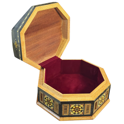 Caja de Mosaico Damasceno Hecha a Mano – Nácar y Terciopelo