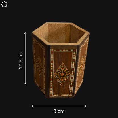 Porta Lápices Damasquino en Madera por Gaby Al Dayeh – Maderas Naturales & Elegancia Artesanal