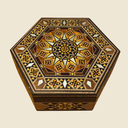 Caja de Mosaico Damasceno Artesanal – Nácar y Elegancia de Terciopelo