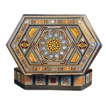 Caja de Mosaico Damasceno Hecha a Mano – Nácar y Terciopelo