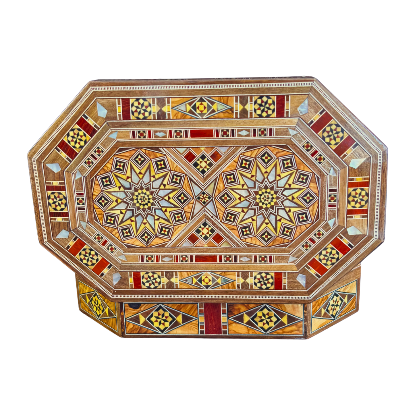 Caja de Mosaico Damasceno Hecha a Mano – Nácar y Terciopelo
