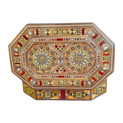 Caja de Mosaico Damasceno Hecha a Mano – Nácar y Terciopelo