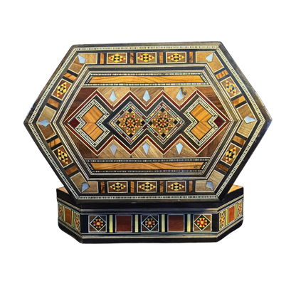 Caja de Mosaico Damasceno Hecha a Mano – Nácar y Terciopelo