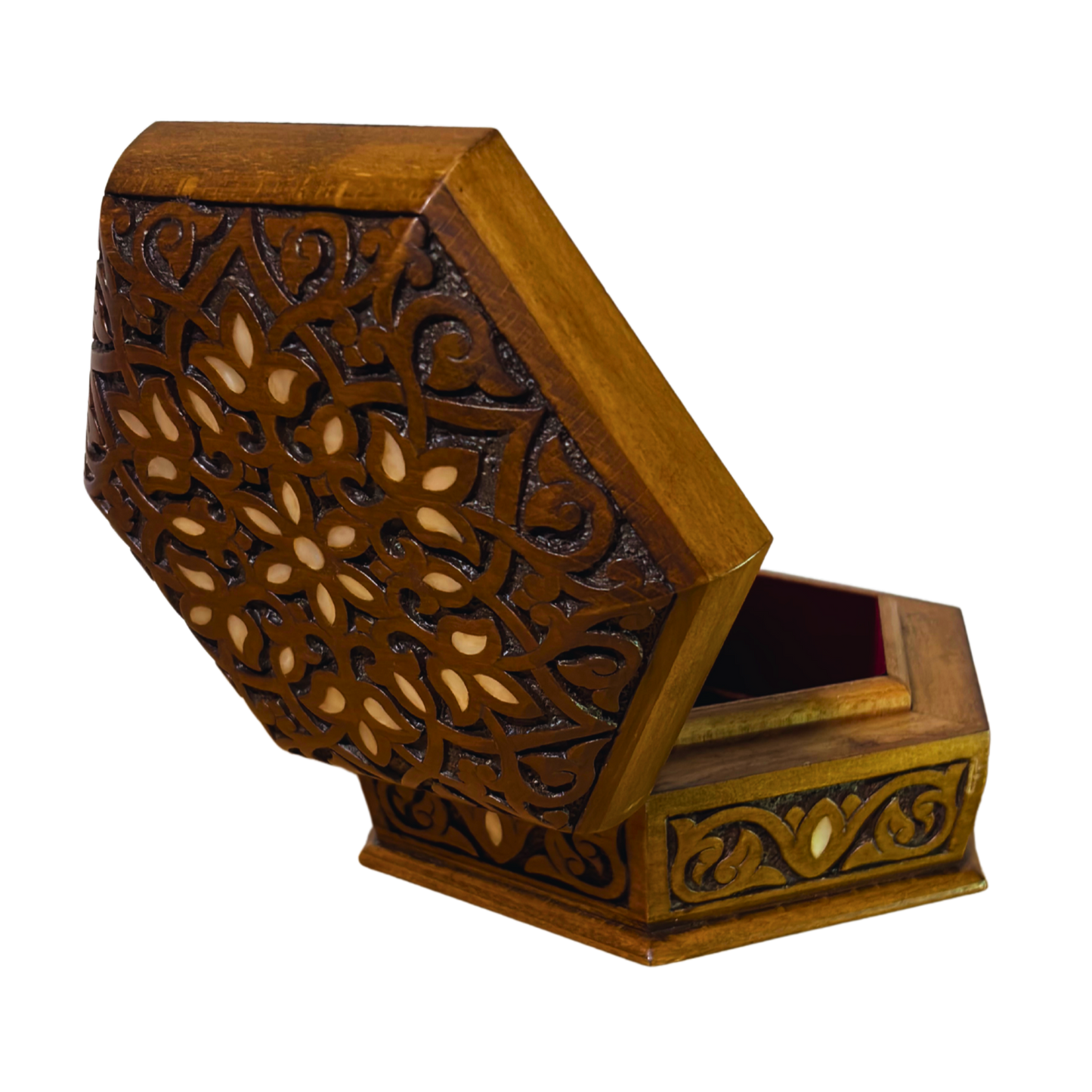 Handgefertigte Luxus-Schatulle aus Damaskus – Perlmutt & Samt