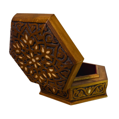 Handgefertigte Luxus-Schatulle aus Damaskus – Perlmutt & Samt