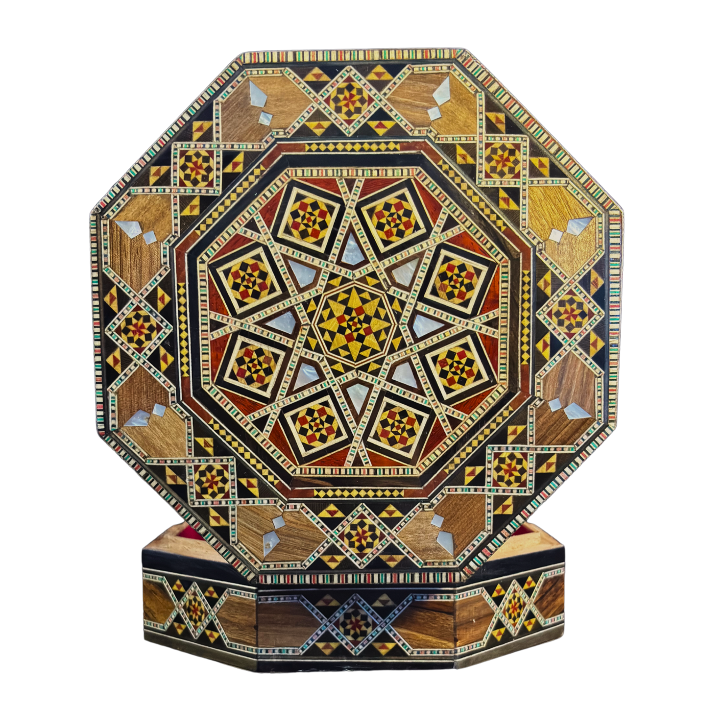 Caja de Mosaico Damasceno Hecha a Mano – Nácar y Terciopelo
