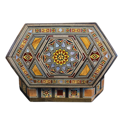 Caja de Mosaico Damasceno Hecha a Mano – Nácar y Terciopelo