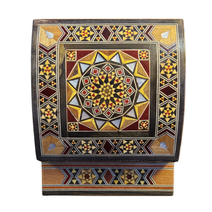 Caja de Mosaico Damasceno Hecha a Mano – Nácar y Terciopelo